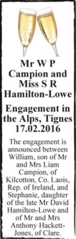 Mr W P Campion and Miss S R Hamilton-Lowe