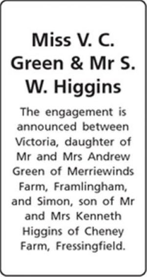 Miss V. C. Green - Mr S. W. Higgins