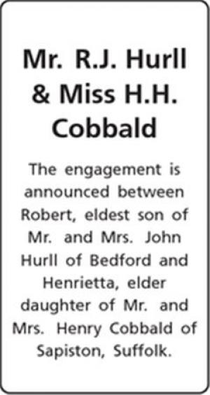 Mr. R.J. Hurll - Miss H.H. Cobbald